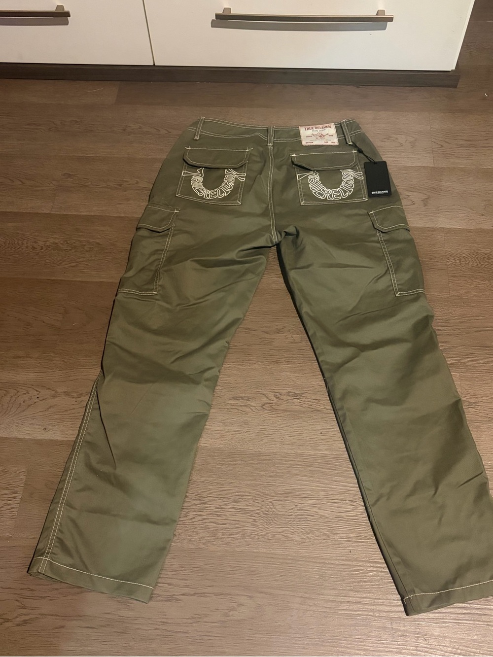 True Religion Olive Straight Cargo Jeans